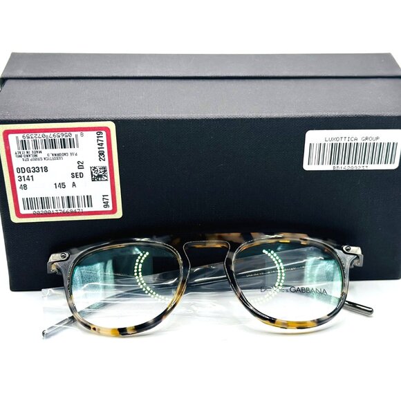 NEW DOLCE & GABBANA DG 3318 3141 Havana Men Frame RX 48mm 20 145 - Picture 7 of 8